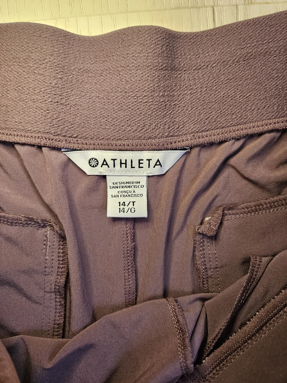 Athleta Brooklyn Heights Wide Leg Pleated Pants Mauve Purple Womens 14 Tall EUC - Picture 8 of 15